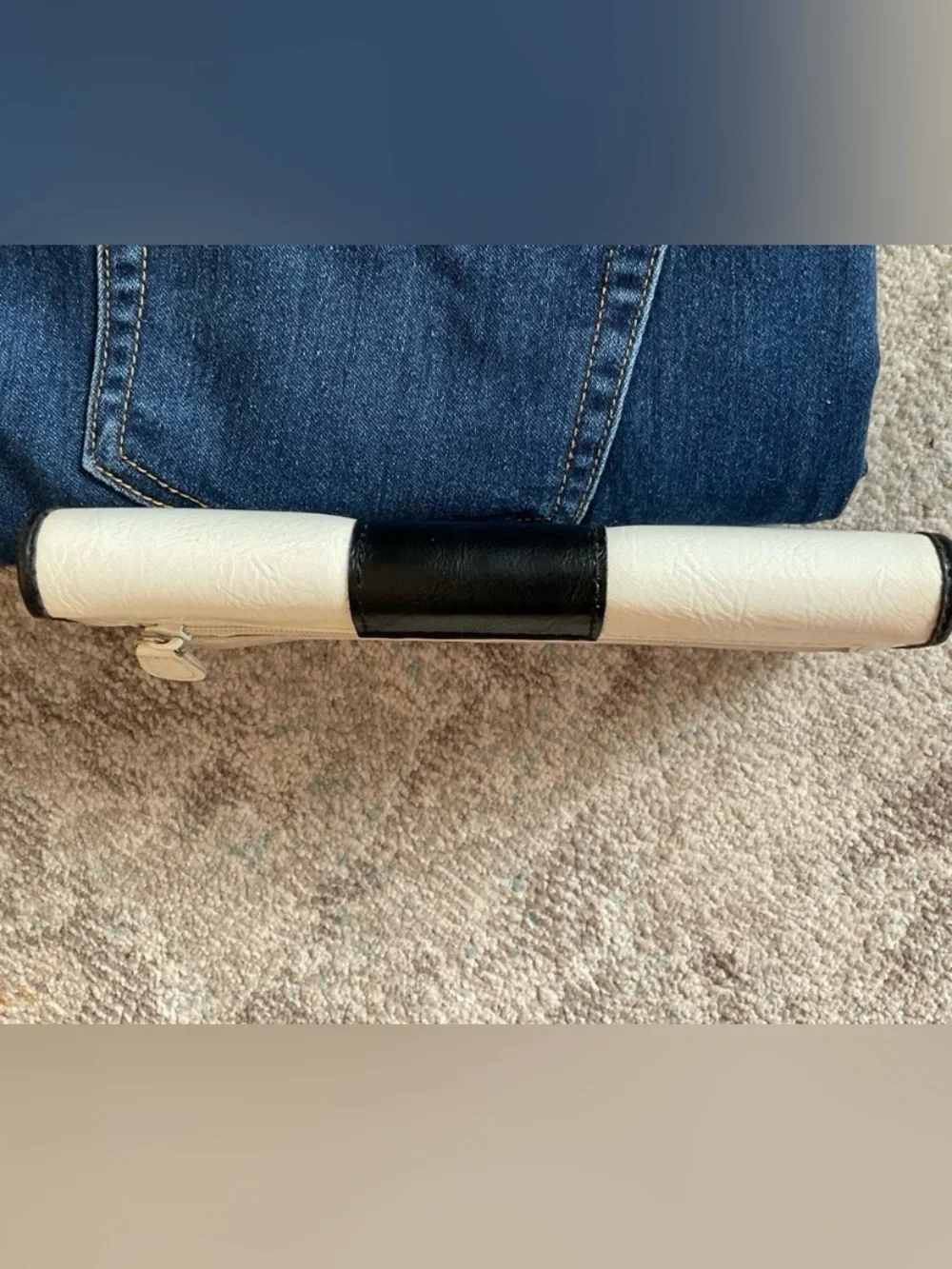 Liz Claiborne White and Black Leather-Accent Clutch